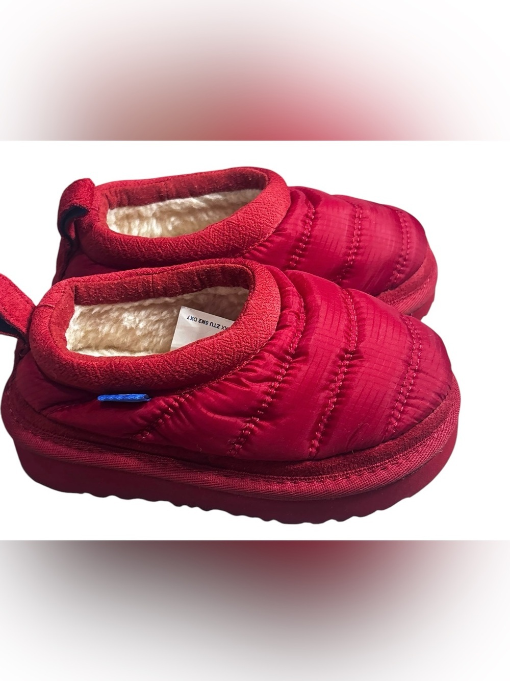 UGG Kids Tasman LTA Puffer Slippers Red Youth US 8 EU 25 Cozy Winter Shoes